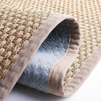 SAFAVIEH Area Rug 6x8 Oval- Natural Fiber Collection - Natural & Grey, Seagrass, Basketweave Pattern with Border (NF114P)