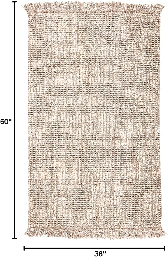 SAFAVIEH Natural Fiber Collection Accent Rug - 3' x 5', Grey & Beige, Handmade Woven Fringe Jute, Ideal for High Traffic Areas in Entryway, Living Room, Bedroom (NF825F)