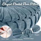 Intelligent Design Loretta Floor Pillow, Large Cushions Sitting for Adults, Floor Pillow for Meditation or Yoga, Lustrous Chenille Button Tufted, Pleated Design for Bench/Chair, 22"x22"x6", Aqua
