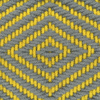 SIMPLIHOME Kent Boho Round Woven Outdoor/ Indoor Pouf in Grey and Yellow Recycled PET Polyester for the Living Room, Bedroom and Kids Room