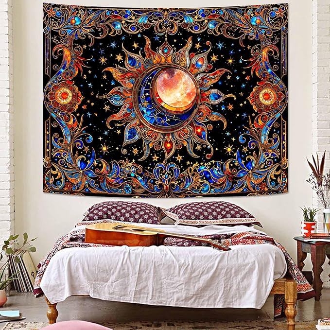 Spenlife Celestial Sun and Moon Tapestry Cosmic Tapestry for Bedroom Astral Tapestries Wall Hanging Bedroom Living Room Wall Art and Home Decor 44x60