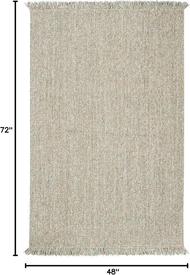 SAFAVIEH Natural Fiber Collection Accent Rug - 4' x 6', Green & Natural, Handmade Woven Fringe Jute, Ideal for High Traffic Areas in Entryway, Living Room, Bedroom (NF826Y)