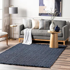 Nuloom Daniela Navy, 3' x 5', Handmade, Jute, Tassel, Soft and Textured, High Traffic, Stain Resistant, Easy Clean, Durable Area Rug for Bedroom, Living Room, Dining Space, Foyer, Entryway
