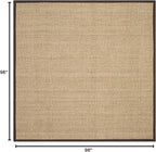 SAFAVIEH Area Rug 8' Square - Natural Fiber Collection - Natural & Dark Brown, Seagrass, Basketweave Pattern with Border (NF114K)