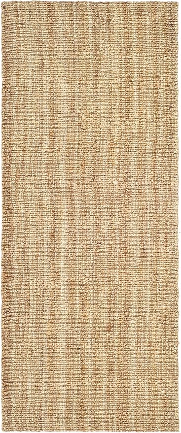 SAFAVIEH Natural Fiber Collection Runner Rug - 2'6" x 14', Natural Brown, Handmade Jute, Farmhouse Style, Chunky Textured Thick Pile (NF447A)