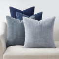 Topfinel 4 Packs Blue Decorative Throw Pillow Covers 24x24 Inch for Living Room Couch Bed Sofa, Boho Western Farmhouse Home Decor, Square Soft Moss Corduroy Fall Cushion Case 60x60 cm