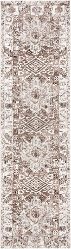 SAFAVIEH Vintage Hamadan Collection Runner Rug - 2'3" x 10', Brown & Ivory, Traditional Persian Design, Non-Shedding & Easy to Clean, Ideal for Hallway, Foyer, Entryway, Bedroom (VTH211T)