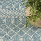 Nourison Home Positano Aqua 6' x 9' Area Rug - Easy Clean, Non Shedding, Bed Room, Living Room, Dining Room, Kitchen (6' x 9')