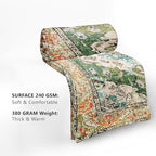 Vintage Rug Blanket Soft Flannel Lightweight Green Orange Retro Carpet Aesthetic Throw Blanket Cozy Warm Blankets All Seasons Living Room Decor for Kids Adults Use On Couch Bed Office 50x60 inch