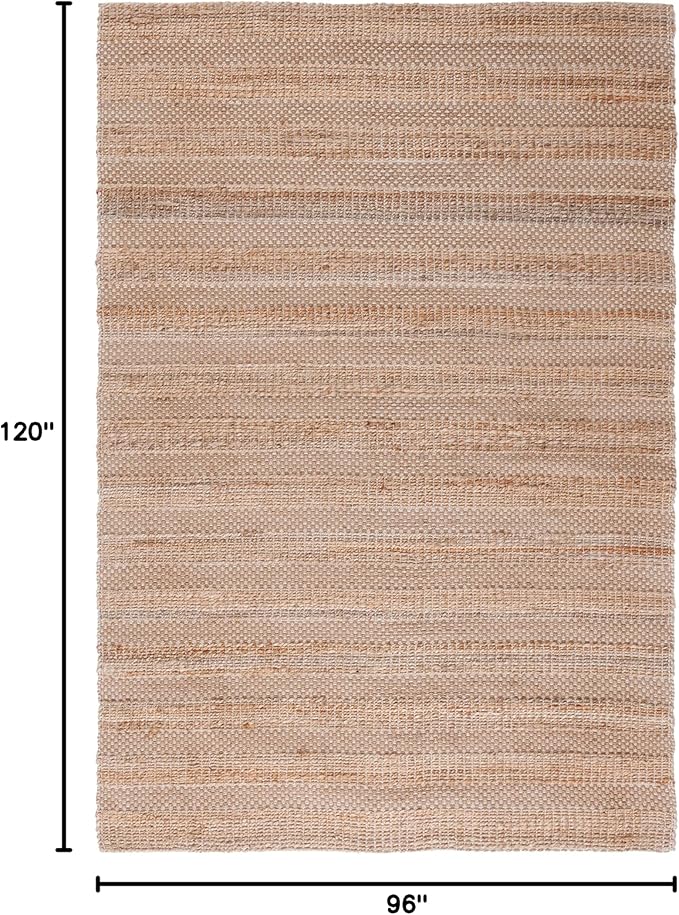SAFAVIEH Area Rug 8x10 - Natural Fiber Collection - Large - Ivory & Natural, Handmade Jute & Cotton, Boho Farmhouse Rustic Design, Ideal for Living Room, Bedroom, Dining Space (NFB654A)