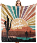 Boho Western Blanket, Boho Western Abstract Colorful Sunshine Cactus Landscape Throw Blankets Gifts for Bed Couch Bedroom Living Room Home Decor, 50x60 Inches