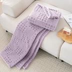 50x70 Inch Waffle Purple Throw Blanket -Fluffy Fleece, Neutral Tan Color, Cute & Aesthetic, Perfect for Sofa, Couch, Chair, Bed, Living Room & Bedroom, All-Season Use, Plush & Cozy Decorative Blanket