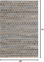 Unique Loom Chindi Jute Collection Area Rug (4' 1" x 6' 1" Rectangle, Navy Blue/ Natural)