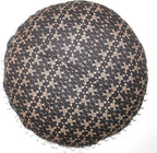 CRAFT KALA Large Round Bohemian Floor Pillow Pouf Cover Mandala Meditation Room Pillow Cover for Adults Boho Seating Poufs Cushion Cover for Kids Playroom 32" Black Gold Ombre