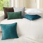CaliTime Throw Pillow Covers Decorative 20 X 20 Inches Pack of 2 Cotton Thread Stitching Edges Solid Dyed Soft Chenille Cushion Cases for Couch Sofa Bed Living Room Farmhouse Teal