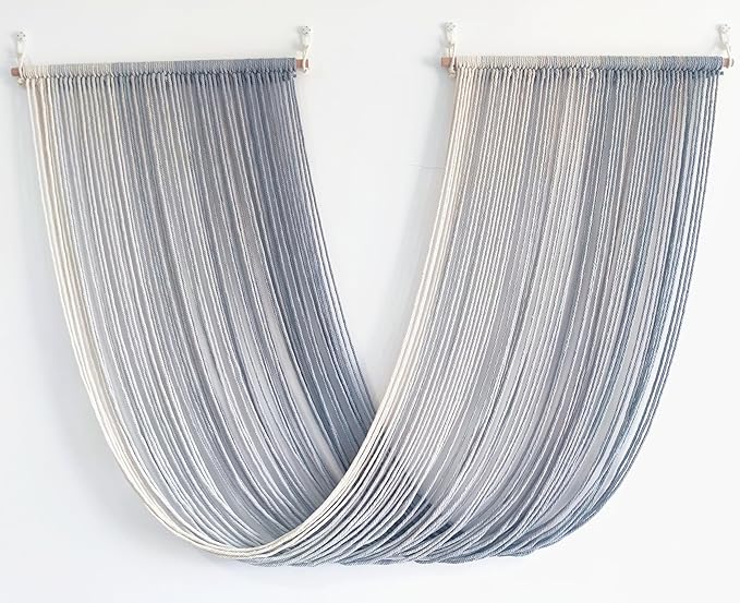 QULBUJ Dip Dye Large Macrame Wall Hanging Tie-Dye Yarn Tapestry Home Boho Wall Decor Ombre Art Headboard Bedroom Living Room 52" Wx34 L,Grey