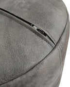 Thgonwid Unstuffed Faux Leather Pouf Cover, Handmade Footstool Ottoman Storage Solution, Floor Footrest Cushion - 16.5”Dx12”H, Grey