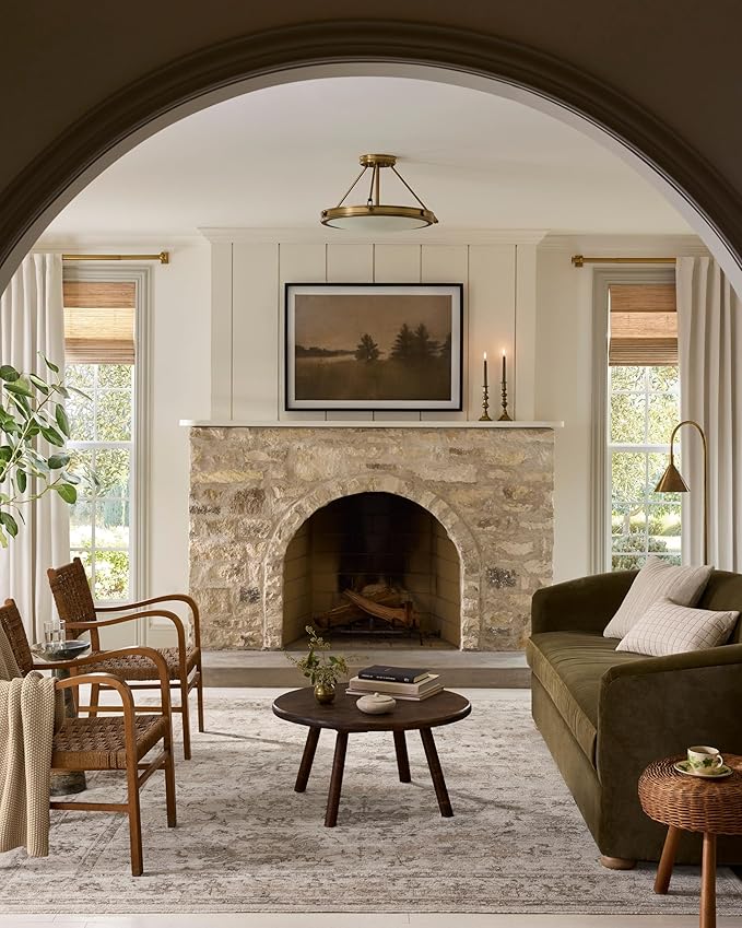 Loloi Magnolia Home by Joanna Gaines Pace Collection PAC-01 Natural/Stone 9'-6" x 9'-6" Round Area Rug