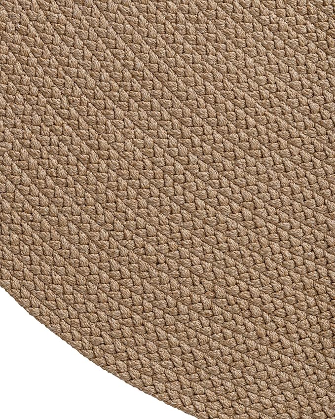 DEXI Easy Jute Area Rug Natural Fiber 4x6 Oval, Woven Braided Durable Farmhouse Design Rugs for Living Room, Bedroom Dinning Room Office Outdoor Patio, Tan Brown