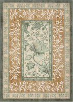 GarveeHome Terracotta Olive Sage Green Washable 5x7 Area Rugs, Botanical Grove Vintage Cottage core Non-Slip Rug for Bedroom Living Room Nursery Kitchen Low-Pile Retro Carpet
