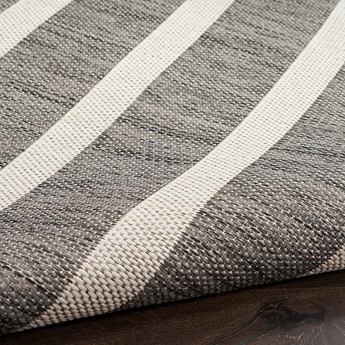 Nourison Home Positano Charcoal Ivory 7' x 10' Area Rug - Easy Clean, Non Shedding, Bed Room, Living Room, Dining Room, Kitchen (7' x 10')