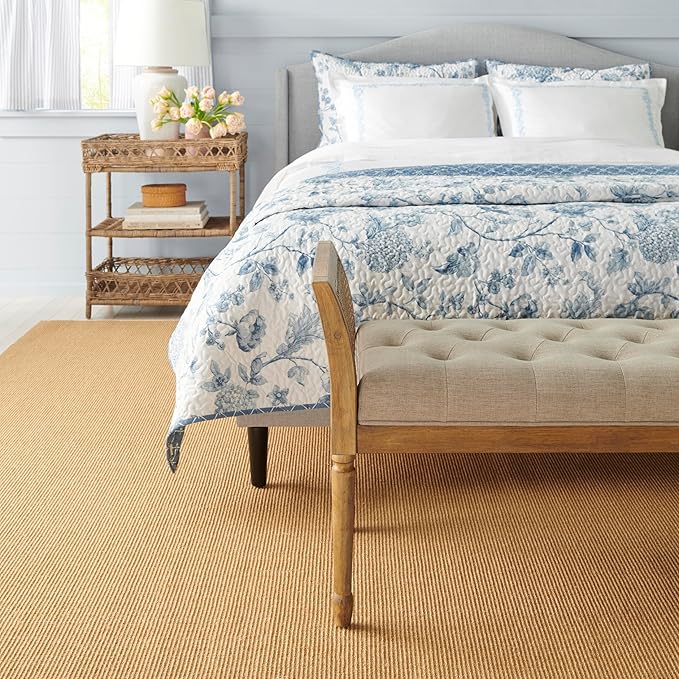 Martha Stewart x SAFAVIEH Area Rug Collection - 8' x 10', Natural & White, Sisal & Jute, Farmhouse Style, Ideal for Living Room, Bedroom, Office, Dining Space (MSR9501H)