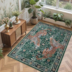 Moynesa Leopard 5x7 Area Rug, Boho Washable Living Room Rug, Non Slip Rugs for Bedroom, Ultra Thin Soft Animal Print Throw Floor Carpet for Office Dining Room, Green