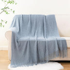 BATTILO HOME Throw Blanket for Couch, Textured Knit Throw, Bluish Grey Throws for Home Decor, Soft Blanket Throw for Bedroom Decor Housewarming Gifts, 50"x60"