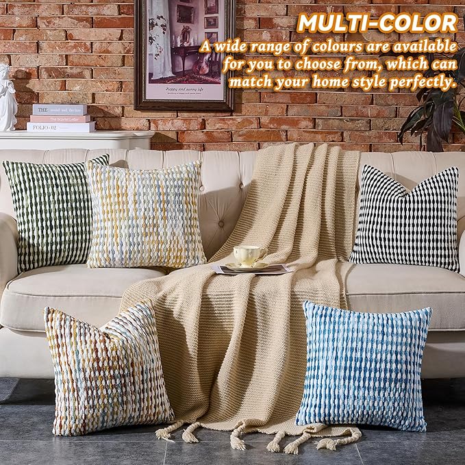 AmHoo Boho Chenille Pillow Cover Decorative Tufted Pillowcase for Couch Bed Sofa Bedroom Living Room Modern 20 x 20-Inch Brown