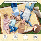 VitalCozy Waterproof Picnic Blankets 71×71 inch Outdoor Blanket Foldable 2 in 1 Double Layer Sandproof Beach Mat with Carry Strap for Camping Lawn Park Beach Grass(Yellow)