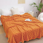 Aganear Blanket Queen Size - Cozy Boho Fall Decor Throw Blanket for Couch, Sofa, Bed, Office, Warm Decorative Present for Birthday, Christmas(90"x90", Burnt Orange)