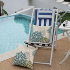 Blue Army Green Outdoor Pillow Covers Set of 2 18X18 Inch Teal Floral Elegant Polyester Flower Pillow Case Outdoor Waterproof Decor for Patio Funiture Garden Linen Cushion Covers 01C18