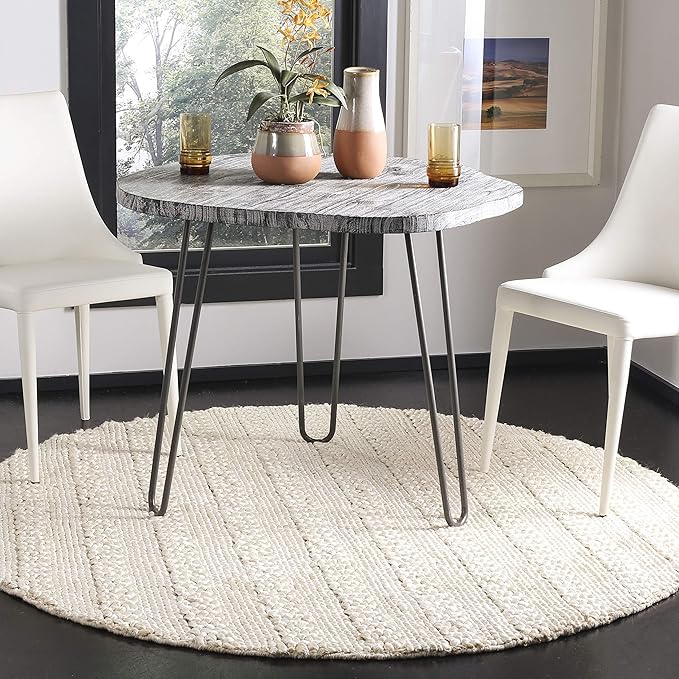 SAFAVIEH Natural Fiber Collection Area Rug - 6' Round, Bleach, Handmade Jute, Braided Woven Design, Ideal for Living Room, Bedroom (NF212D)