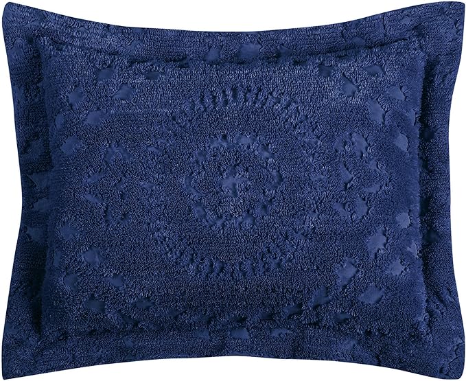 Better Trends 3 Pieces Set Chenille Bedspread Full/Double Size 100% Cotton Chenille Bedding Lightweight Medallion Pattern Bedroom Decor Rio Collection