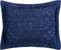 Better Trends Rio Collection is Super Soft and Light Weight in Floral Design 100% Cotton Tufted Unique Luxurious Machine Washable Tumble Dry, Standard Sham, Navy