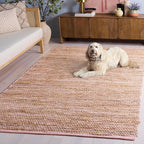 SAFAVIEH Area Rug 5x8 - Cape Cod Collection - Pink & Natural, Handmade Jute & Cotton, Ideal for Living Room, Bedroom, Dining Space (CAP236U)