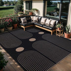 Tangsoo Modern Easy Jute Rug 5x7 Large Washable Area Rugs for Dining Room Table,Black Non-Slip Thin Indoor Outdoor Rug,Farmhouse Natural Throw Mat for Living Room Office Backyard Patio