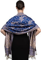 Achillea Reversible Paisley Pashmina Rave Scarf – Exotic Indian Shawls and Wraps for Evening Dresses, Festivals, All Seasons