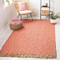 SAFAVIEH Natural Fiber Collection Accent Rug - 4' x 6', Fuchsia & Natural, Handmade Boho Diamond Tassel Jute, Ideal for High Traffic Areas in Entryway, Living Room, Bedroom (NF266G)