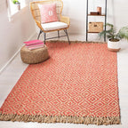 SAFAVIEH Natural Fiber Collection Accent Rug - 4' x 6', Fuchsia & Natural, Handmade Boho Diamond Tassel Jute, Ideal for High Traffic Areas in Entryway, Living Room, Bedroom (NF266G)