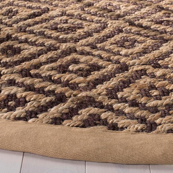 SAFAVIEH Natural Fiber Collection Area Rug - 6' Round, Brown & Natural, Handmade Boho Diamond Tassel Jute, Ideal for High Traffic Areas in Living Room, Bedroom (NF266E)