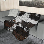 aportt Cow Print Blanket Soft Flannel Lightweight Cowhide Western Throw Blanket Cozy Warm White Brown Cow Blankets All Seasons Living Room Decor for Couch Chair Bed Sofa Office 40x50 inch