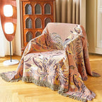 Boho Throw Blanket 80" x 90", 100% Organic Cotton Breathable Skin-Friendly Ultra Soft Bed Quilt Throw - Floral Rustic Decor Luxury Reversible Blanket for Sofa Couch Chair and Gift,