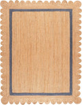 SAFAVIEH 8x10 Area Rug - Natural Fiber Collection - Large - Natural & Blue, Handmade Jute, Ideal for Living Room, Bedroom, Dining Space (NF896M)