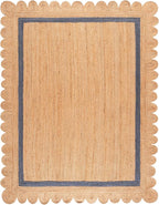 SAFAVIEH 8x10 Area Rug - Natural Fiber Collection - Large - Natural & Blue, Handmade Jute, Ideal for Living Room, Bedroom, Dining Space (NF896M)