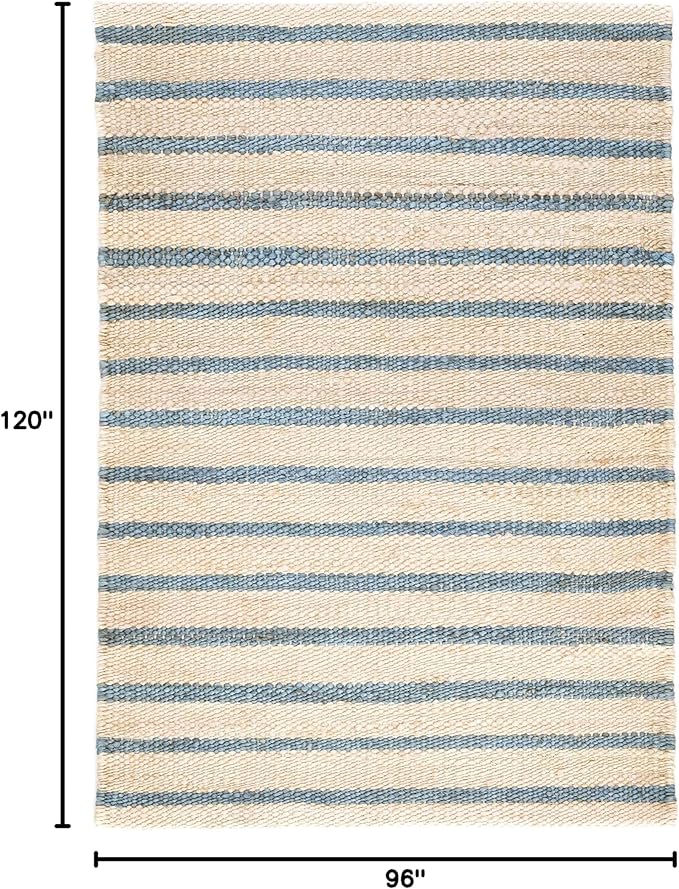 Dash & Albert Moana Stripe Handwoven Jute Rug, 7.5 X 9.5 Feet, Blue/Multicolored Stripe Pattern