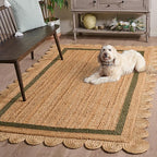 SAFAVIEH Area Rug 5x8 - Natural Fiber Collection - Natural & Olive, Handmade Jute, Ideal for Living Room, Bedroom, Dining Space (NF896X)