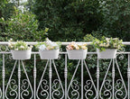 Dahey 10.5 Inch Metal Iron Hanging Flower Pots for Railing Fence Hanging Bucket Pots Countryside Style Outdoor Planter Window Flower Plant Holder with Detachable Hooks Home Decor,White,4 Pcs