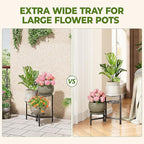 Metal Plant Stand Outdoor Indoor, 3 Tier Foldable Corner Tall Plant Shelf for Multiple Plants Flower Pot Holder Display Stand for Living Room Balcony Garden Patio -BlackS