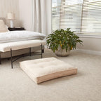 Square Tufted Floor Pillow with Removable Cover, Cream, Medium (32")